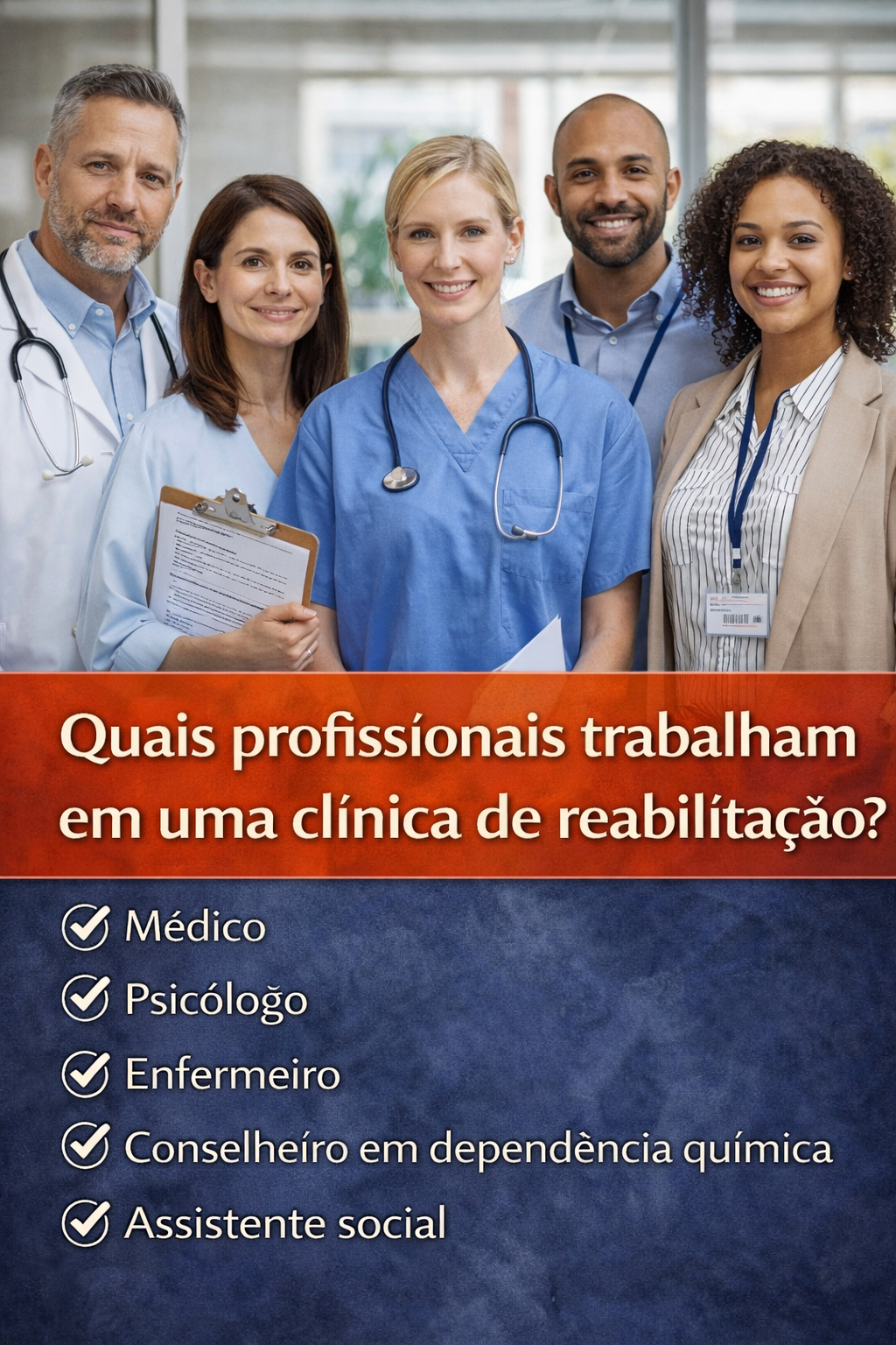 Quais profissionais trabalham em uma clínica de reabilitação?