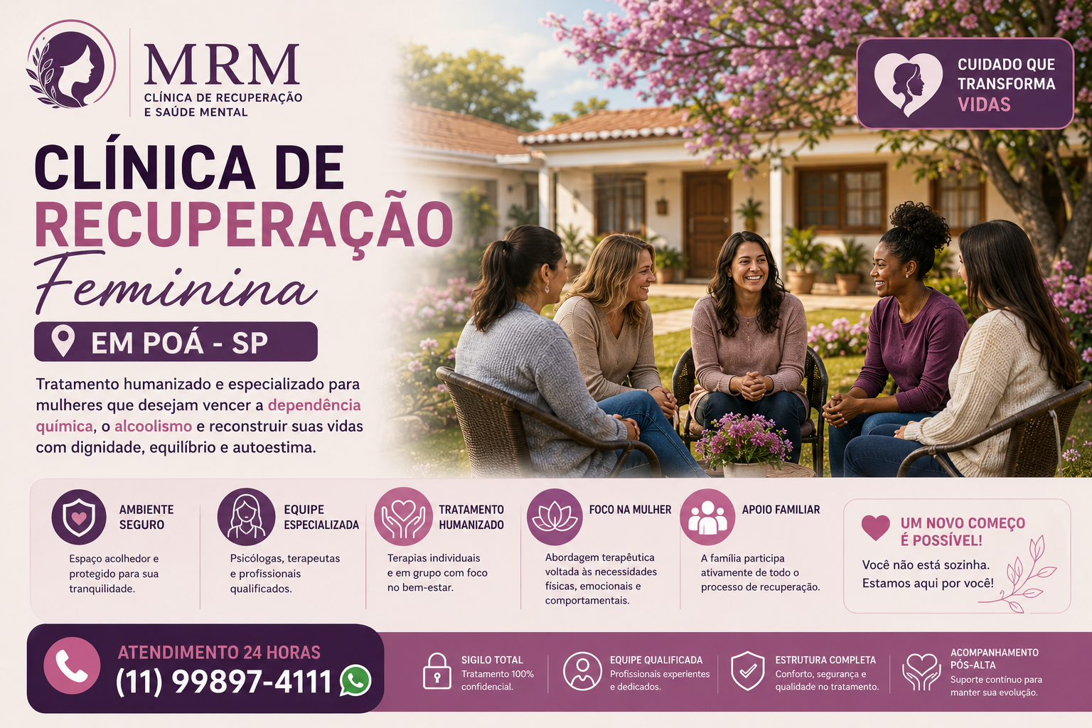 Clínica de Recuperação Feminina em Poá: Tratamento Especializado para Dependência Química, Alcoolismo e Saúde Mental