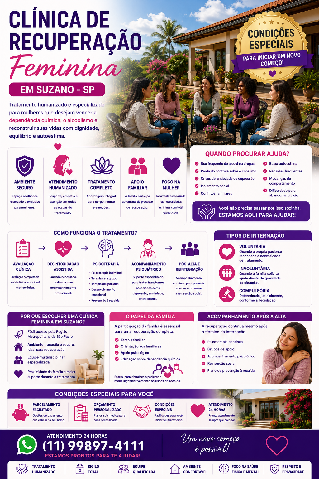 Clínica de Recuperação Feminina em Suzano com Condições Especiais: Tratamento Humanizado para Dependência Química e Alcoolismo