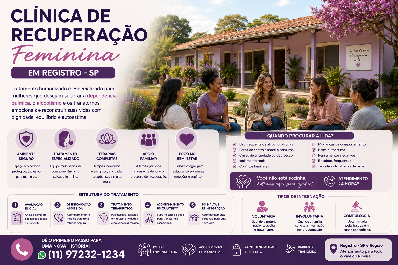 Clínica de Recuperação Feminina em Registro SP: Tratamento Especializado para Dependência Química, Alcoolismo e Saúde Mental