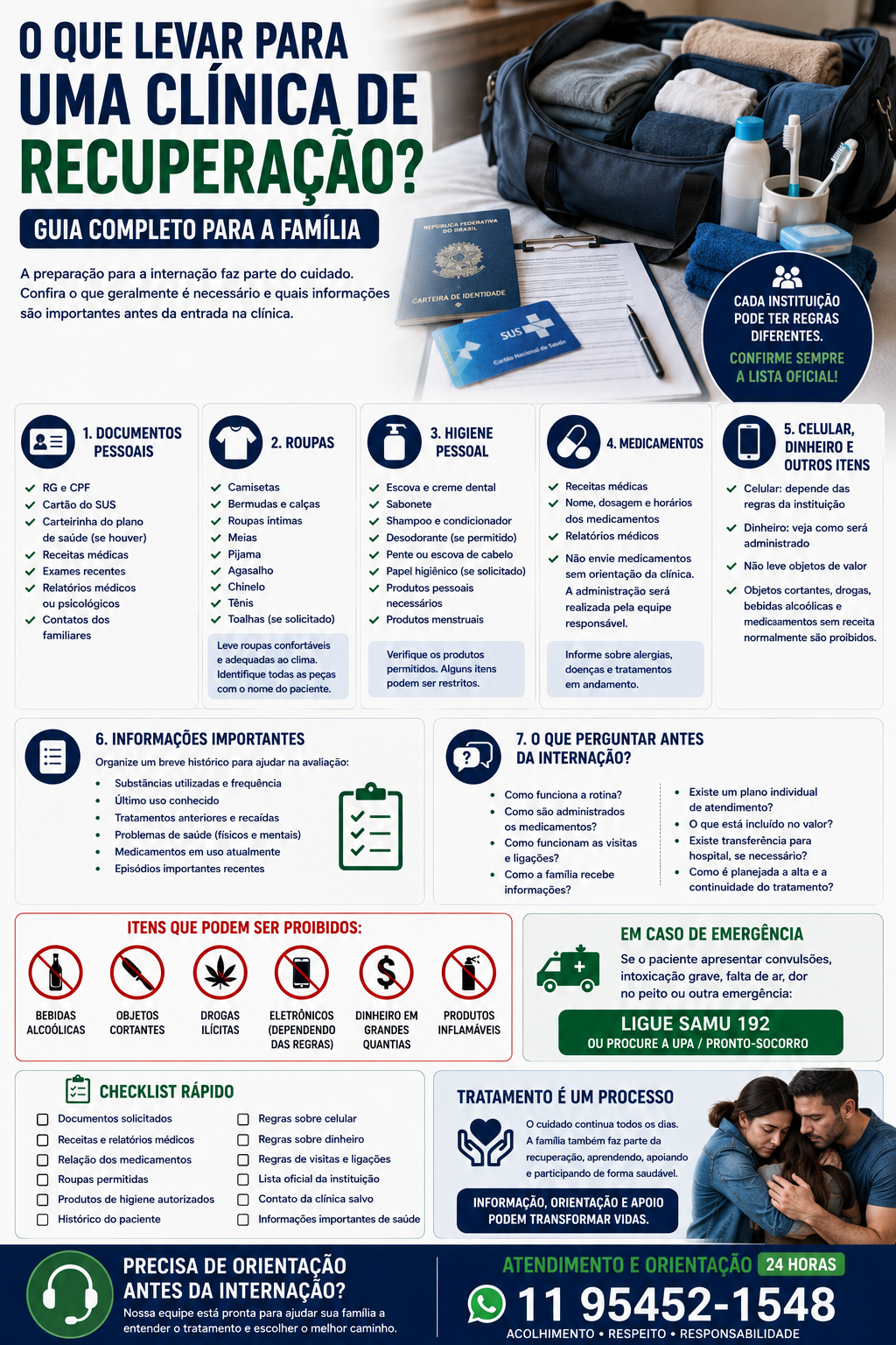 O Que Levar Para Uma Clínica de Recuperação? Guia Completo Para a Família